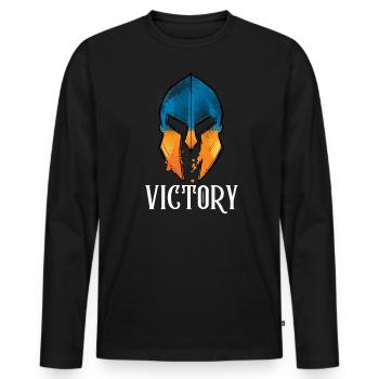Helm Der Ukrainischen Flagge Von Victory Knight - Männer Premium Bio Langarmshirt - Schwarz - Vorne - Nico (187cm)