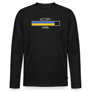 Victoire Chargement du drapeau ukrainien Symbole de l’Ukraine - T-shirt manches longues Premium bio Homme - noir - Devant - Nico (187cm)