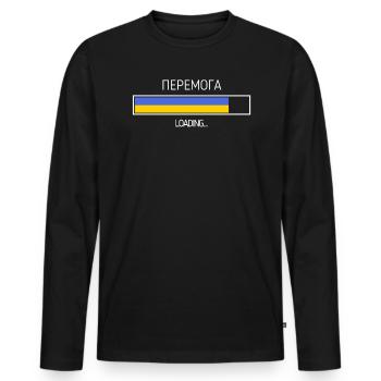 Victoire Chargement du drapeau ukrainien Symbole de l’Ukraine - T-shirt manches longues Premium bio Homme - noir - Devant - Nico (187cm)
