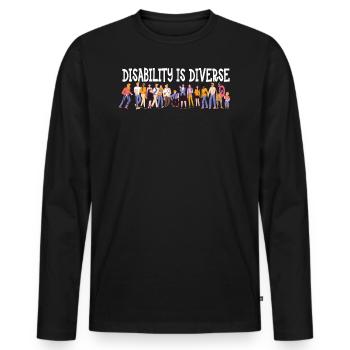Behinderung ist vielfältig - Männer Premium Bio Langarmshirt - Schwarz - Vorne - Nico (187cm)