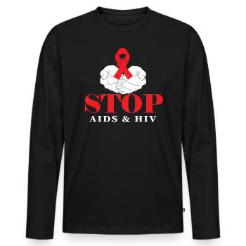 Soutien de la bureaucratie Stop AIDS S VIH - T-shirt manches longues Premium bio Homme - noir - Devant - Nico (187cm)