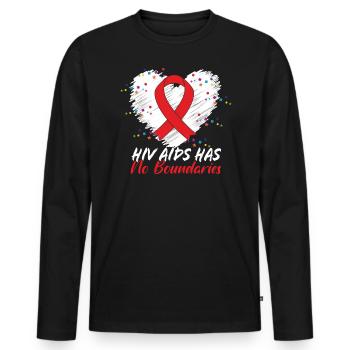 Le VIH SIDA ne connaît pas de frontières bureaucratiques - T-shirt manches longues Premium bio Homme - noir - Devant - Nico (187cm)