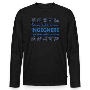 Ich Bin Nicht Perfekt, Aber Ich Bin Praktisch - Männer Premium Bio Langarmshirt - Schwarz - Vorne - Nico (187cm)