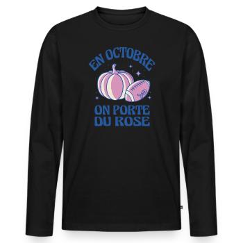 Im Oktober Tragen Wir Pink Pumpkin Adhesive Ribbon - Männer Premium Bio Langarmshirt - Schwarz - Vorne - Nico (187cm)
