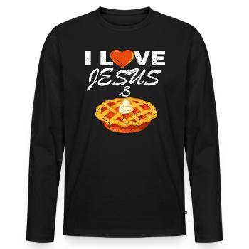 Ich Liebe Jesuss Kürbiskuchen-Zitat-Herz geschenk - Männer Premium Bio Langarmshirt - Schwarz - Vorne - Nico (187cm)