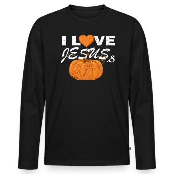 Ich Liebe Jesus Kürbis Zitat Herz Geschenkgarten - Männer Premium Bio Langarmshirt - Schwarz - Vorne - Nico (187cm)