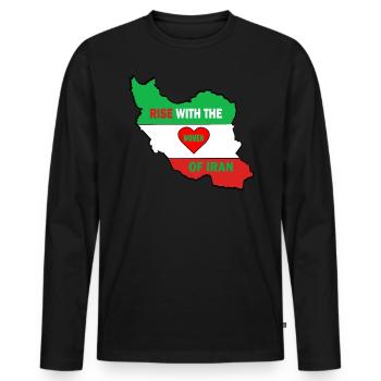 Increase with the women the Iran Freedom Flag - Men's Premium Organic Long Sleeve Shirt - black - Front - Nico (187cm)