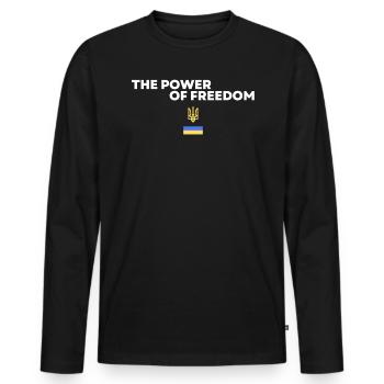 Le pouvoir de la liberté Trident Ukrainien - T-shirt manches longues Premium bio Homme - noir - Devant - Nico (187cm)