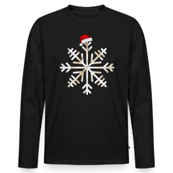 Schneeflocke Weihnachtsmütze Kegel Gold - Männer Premium Bio Langarmshirt - Schwarz - Vorne - Nico (187cm)