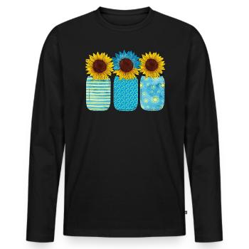 Tournesol Drapeau ukrainien Symbole Cœur - T-shirt manches longues Premium bio Homme - noir - Devant - Nico (187cm)
