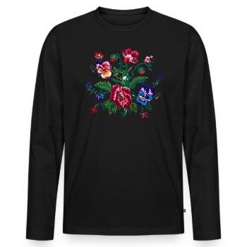 Ukrainische Nationale Kleidung Ukrainische - Männer Premium Bio Langarmshirt - Schwarz - Vorne - Nico (187cm)