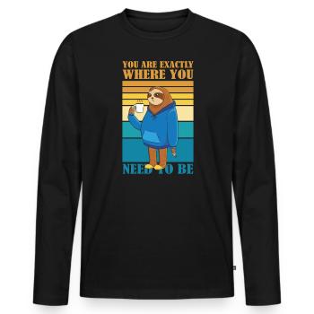 Sie Sind Genau Dort, Wo Sie Faultierkaffee Sein - Männer Premium Bio Langarmshirt - Schwarz - Vorne - Nico (187cm)