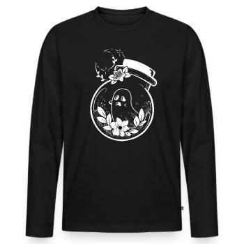 Fantôme dans un verre de fleurs Flask Mois magique - T-shirt manches longues Premium bio Homme - noir - Devant - Nico (187cm)