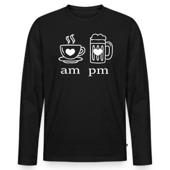 Café avant la bière de midi dans l’après-midi - T-shirt manches longues Premium bio Homme - noir - Devant - Nico (187cm)
