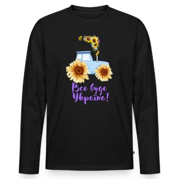 Ukrainische Flagge Geschenk Traktor Sonnenblumen - Männer Premium Bio Langarmshirt - Schwarz - Vorne - Nico (187cm)
