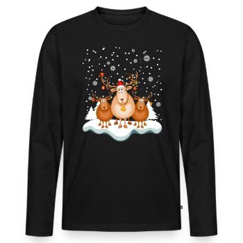 Renne Drôle d’hiver Joyeux Noël - T-shirt manches longues Premium bio Homme - noir - Devant - Nico (187cm)