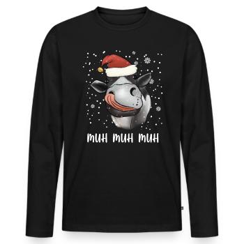 Éleveur de vaches Éleveur Joyeux Noël - T-shirt manches longues Premium bio Homme - noir - Devant - Nico (187cm)