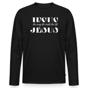 Jesus Die Art Der Wahrheit, Das Leben Des Lebens - Männer Premium Bio Langarmshirt - Schwarz - Vorne - Nico (187cm)