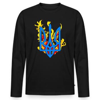 Ukrainisch Das Symbol Dreizack Feueremblem - Männer Premium Bio Langarmshirt - Schwarz - Vorne - Nico (187cm)