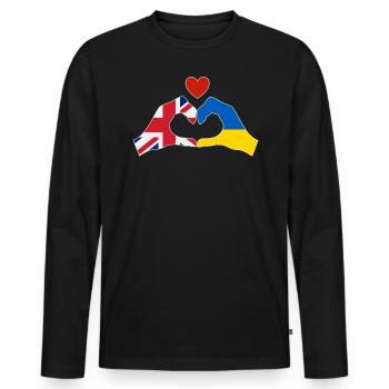 Le Royaume-Uni soutient Ukraine Love Heart - T-shirt manches longues Premium bio Homme - noir - Devant - Nico (187cm)