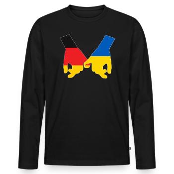 Deutschland Unterstützt Ukraine Liebe Herz - Männer Premium Bio Langarmshirt - Schwarz - Vorne - Nico (187cm)