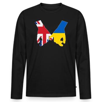 Le Royaume-Uni soutient Ukraine Love Heart - T-shirt manches longues Premium bio Homme - noir - Devant - Nico (187cm)