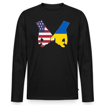 Le Royaume-Uni soutient Ukraine Love Heart - T-shirt manches longues Premium bio Homme - noir - Devant - Nico (187cm)