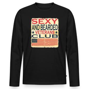 Sexy Und Bärtige Veterans Club Zitat American Flag - Männer Premium Bio Langarmshirt - Schwarz - Vorne - Nico (187cm)