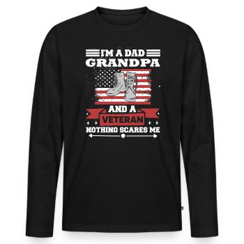 Ich Bin Ein Vater Opa Und Ein Veteran - Männer Premium Bio Langarmshirt - Schwarz - Vorne - Nico (187cm)