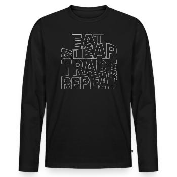Repeat sleep trading. - Men's Premium Organic Long Sleeve Shirt - black - Front - Nico (187cm)