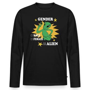 Gender Male Female Extraterrestrials - Men's Premium Organic Long Sleeve Shirt - black - Front - Nico (187cm)