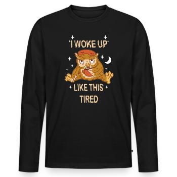 I woke up like these tired owl sleep stars - Men's Premium Organic Long Sleeve Shirt - black - Front - Nico (187cm)