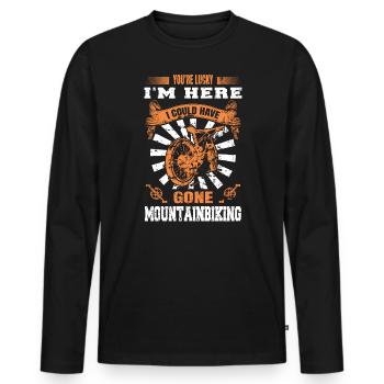 Je suis là, j’aurais pu faire du VTT - T-shirt manches longues Premium bio Homme - noir - Devant - Nico (187cm)