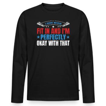 Je ne m’intègre jamais et je suis parfait - T-shirt manches longues Premium bio Homme - noir - Devant - Nico (187cm)