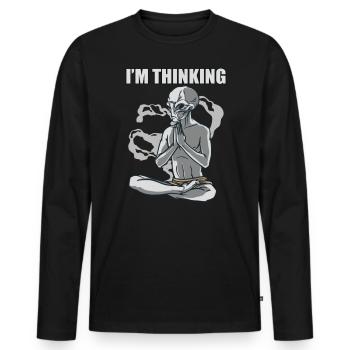 Ich Denke Alien Yoga Meditation Zitat Geschenk - Männer Premium Bio Langarmshirt - Schwarz - Vorne - Nico (187cm)