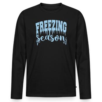 Einfrieren Jahreszeit Zitat Winter Eis Geschenk - Männer Premium Bio Langarmshirt - Schwarz - Vorne - Nico (187cm)