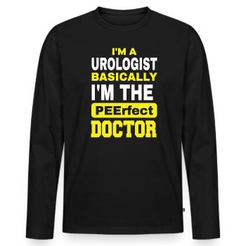 Je suis urologue en gros, je suis le parfait - T-shirt manches longues Premium bio Homme - noir - Devant - Nico (187cm)