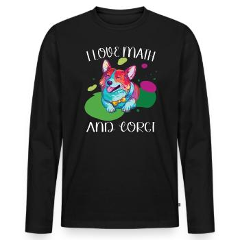 J’adore les maths et Corgi Fluffy Dog Breed - T-shirt manches longues Premium bio Homme - noir - Devant - Nico (187cm)