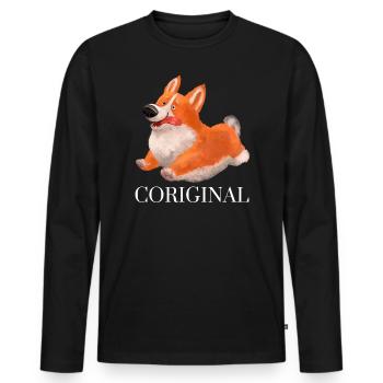 Original Flauschiger Kawaii Hund Niedliches - Männer Premium Bio Langarmshirt - Schwarz - Vorne - Nico (187cm)