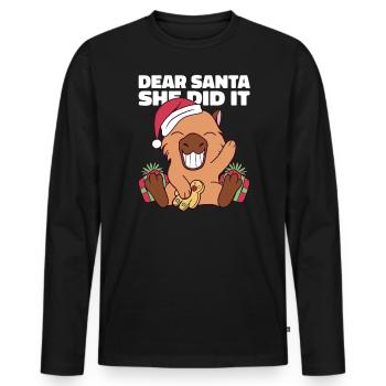 Dear Santa Claus, she did it - Men's Premium Organic Long Sleeve Shirt - black - Front - Nico (187cm)