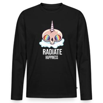 Strahlen Glück Regenbogen Hippies Schädelknochen - Männer Premium Bio Langarmshirt - Schwarz - Vorne - Nico (187cm)
