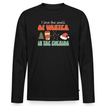 J’adore l’odeur de l’hiver le soir de - T-shirt manches longues Premium bio Homme - noir - Devant - Nico (187cm)