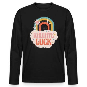 Strahlen Sie Positivität Regenbogenzwerge Wolken - Männer Premium Bio Langarmshirt - Schwarz - Vorne - Nico (187cm)