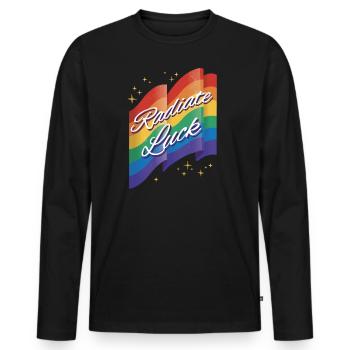 Strahlen Sie Positivität Regenbogenzwerge Wolken - Männer Premium Bio Langarmshirt - Schwarz - Vorne - Nico (187cm)