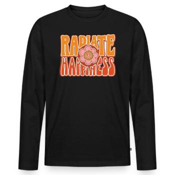 Radiate Happiness Rainbow Hippies Love Gift - Men's Premium Organic Long Sleeve Shirt - black - Front - Nico (187cm)