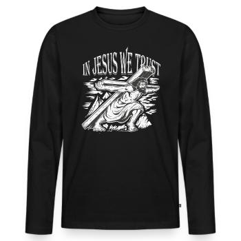 In Jesus We Trust Bible of Faith -Orthodoxy - Men's Premium Organic Long Sleeve Shirt - black - Front - Nico (187cm)
