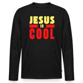 Jésus est cool Foi Bible Citation Cadeau - T-shirt manches longues Premium bio Homme - noir - Devant - Nico (187cm)
