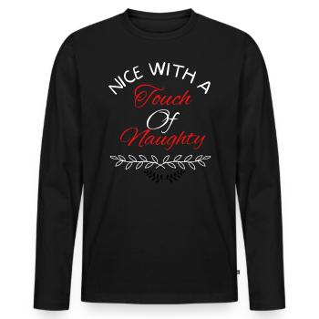 Nice with a touch of the naughty gift person - Men's Premium Organic Long Sleeve Shirt - black - Front - Nico (187cm)
