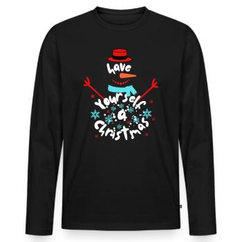 Avez-vous un cadeau de Noël pour le Nouvel An ? - T-shirt manches longues Premium bio Homme - noir - Devant - Nico (187cm)