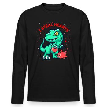 Jeg stjæler hjerter dinosaur Valentinsdag - Premium økologisk langærmet T-shirt til mænd - sort - Foran - Nico (187cm)